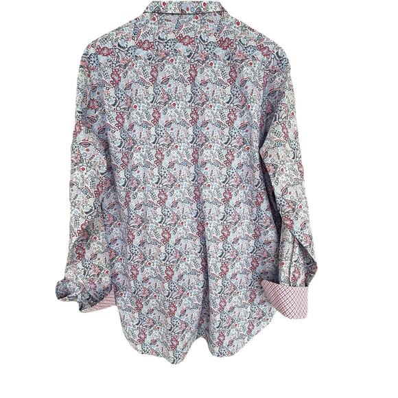 Tailorbyed Men’s Casual Button Down Long Sleeve Shirt Paisley Red White‎ Blue XL - Picture 8 of 8